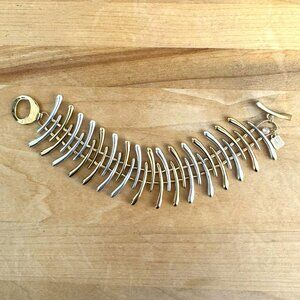 ROBERT LEE MORRIS RLM SOHO Two-Tone Gold and Silver Toggle Bracelet 7.25"